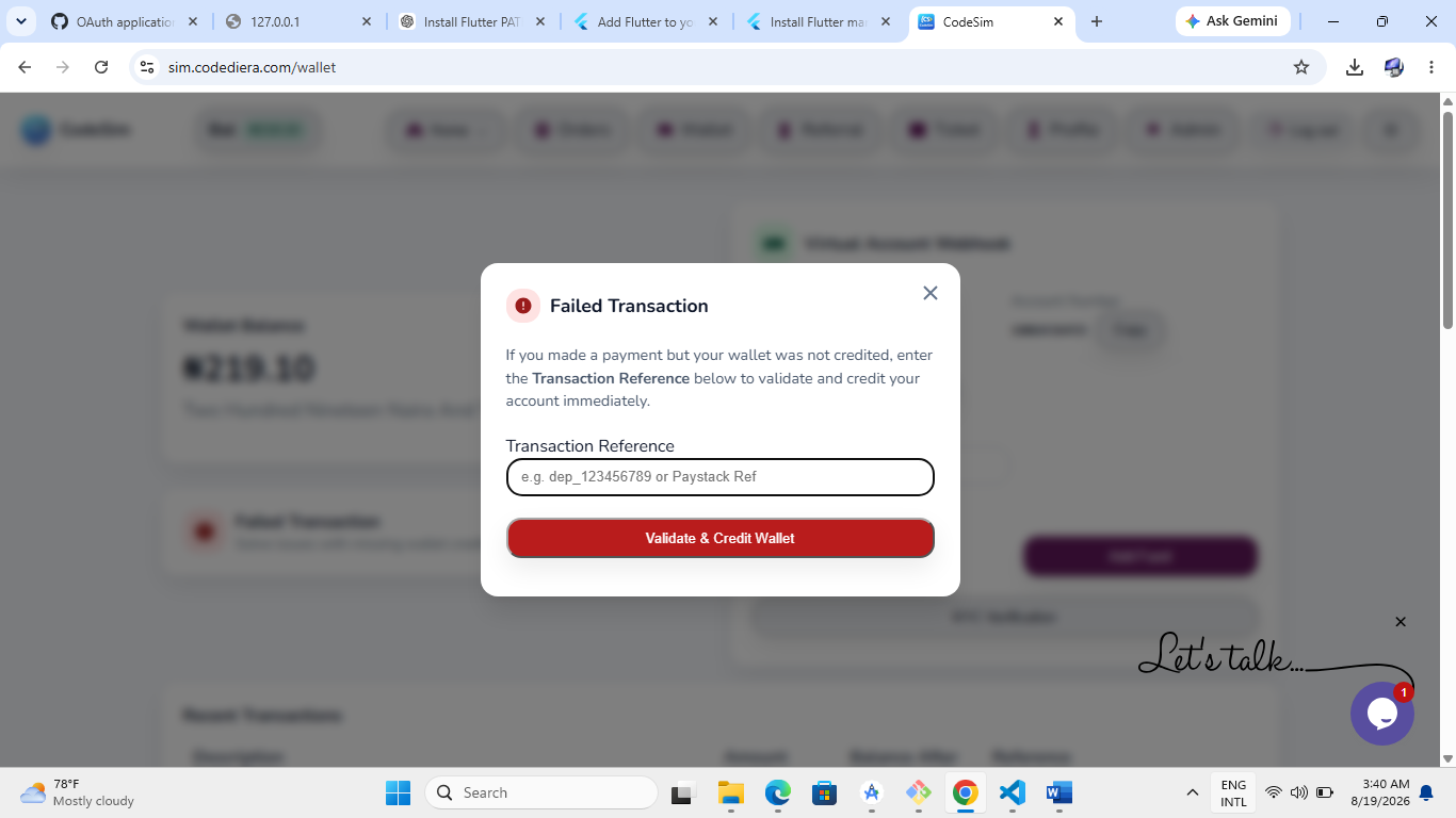 How Resolve Failed Transaction